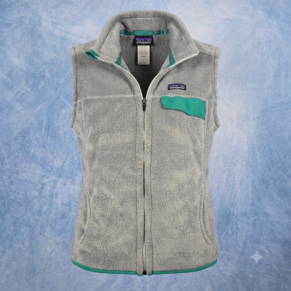 Patagonia Re-Tool Full Zip Fleece Vest Gray Green Womens Large